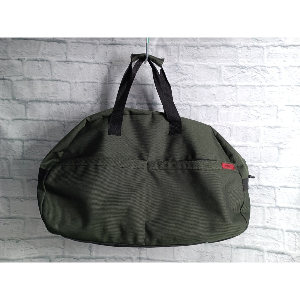 Hugo Boss Large Duffle Bag Charcoal Gray Canvas Travel Gym Weekend Bag s11